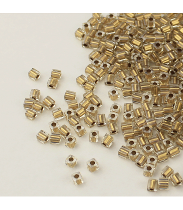 Miyuki Cubes 3 mm - Metalic Gold Lined Crystal -10g