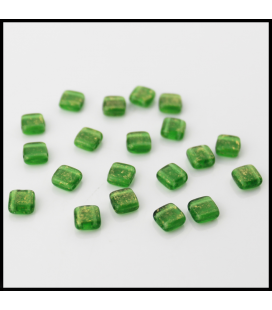 CzechMates Tile Bead 6mm (loose) Gold Marbled Green Emerald - 60szt
