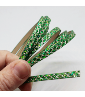 Rzemień płaski, wężowe romby w zieleni 5mm - 1,2m