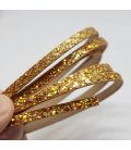 Rzemień płaski, wężowe romby miodowe złoto 5mm - 1,2m